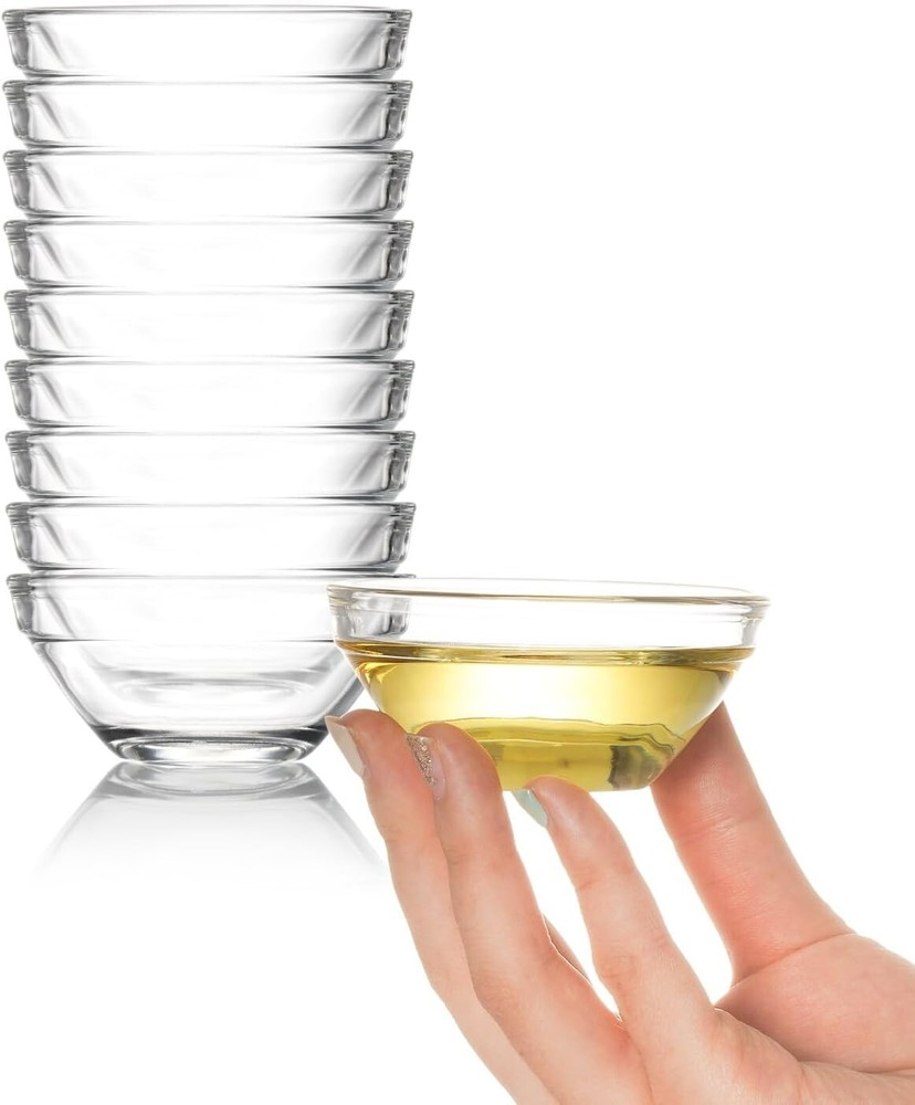 Mini Glass Prep Bowls 3In 2.5Oz 10 Pcs Stackable Pinch Dishes for Dips Spices Nuts