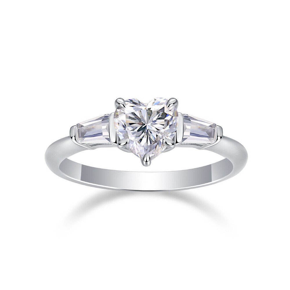 1 Ct Heart Cut VVS1 Moissanite 925 Sterling Silver Wedding Promise Ring for Her