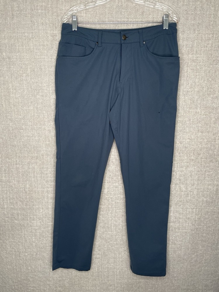 Lululemon ABC Commission Slim Pant 36x32 Dark Blue Warpstreme 5 Pocket LM5ADES
