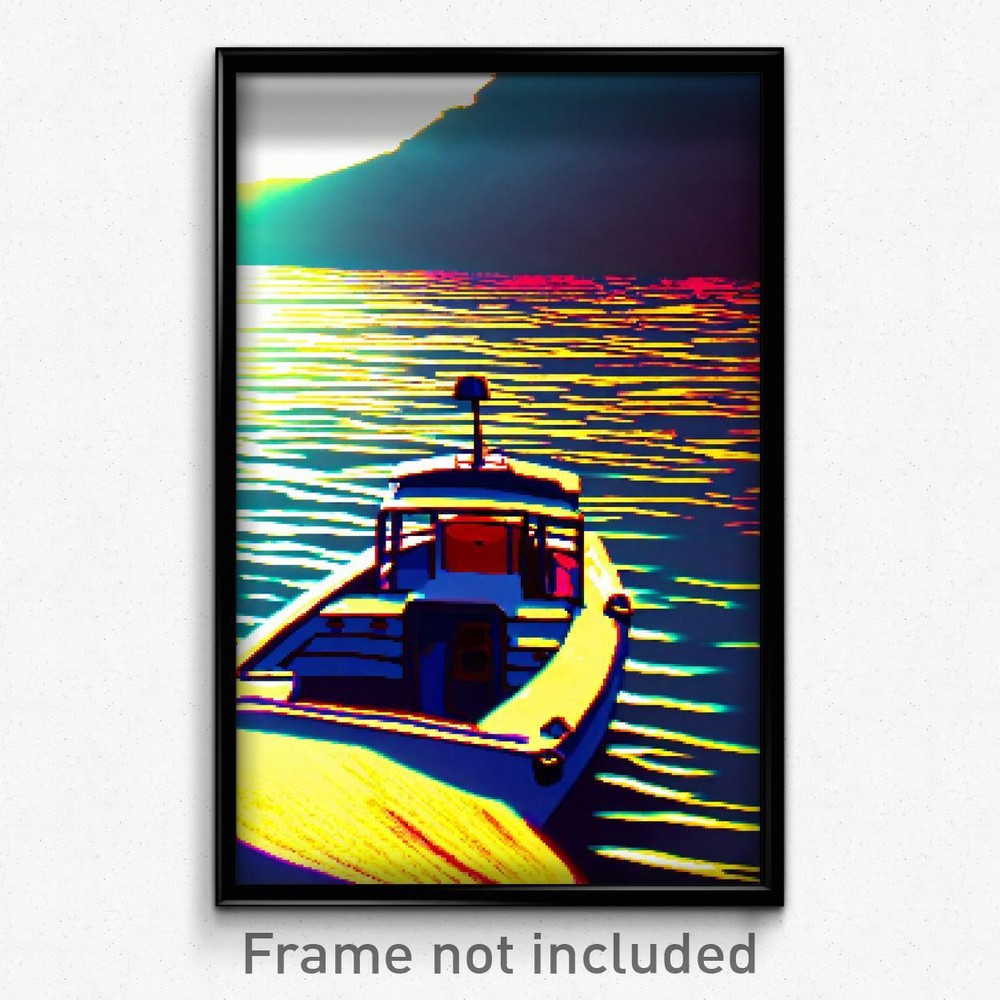 Pixel Art Poster - Important Boat (8 Bit Psychedelic Trippy Video Game Print)