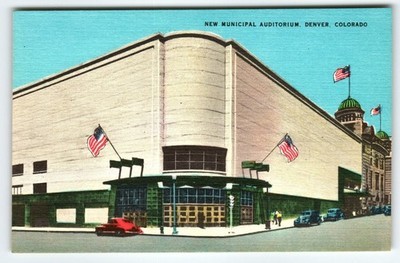 Vintage Linen Postcard New Municipal Auditorium Denver Colorado 1930s
