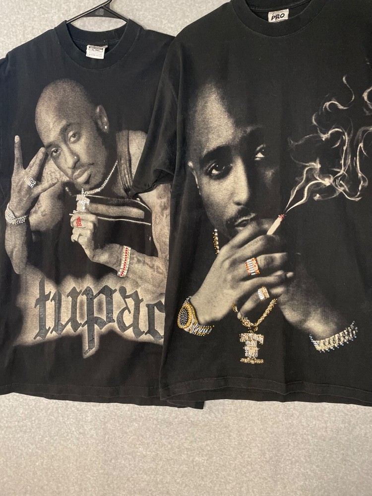 Vintage 90s Tupac Shakur Studded Rap Tee Mens XL Tall Pro T Max Heavy