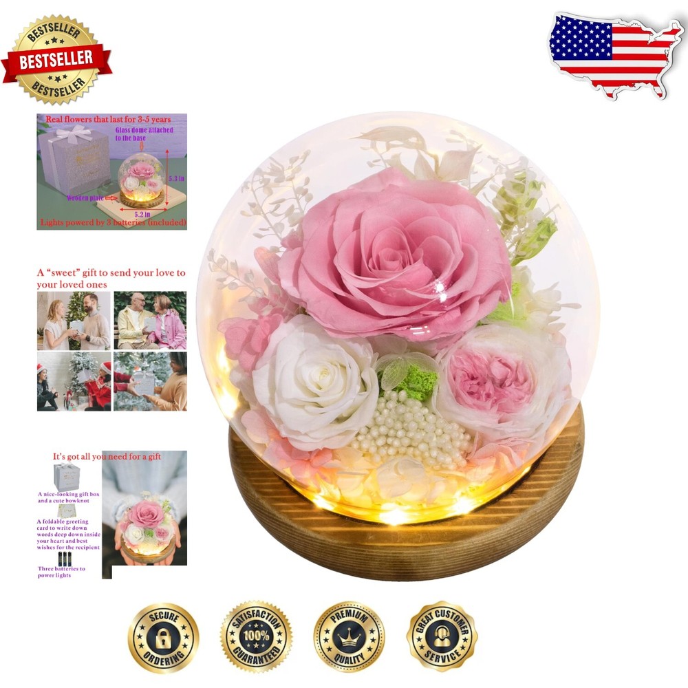 Gorgeous Dome of Preserved Roses - Romantic Gift for Valentine's, Anniversaries