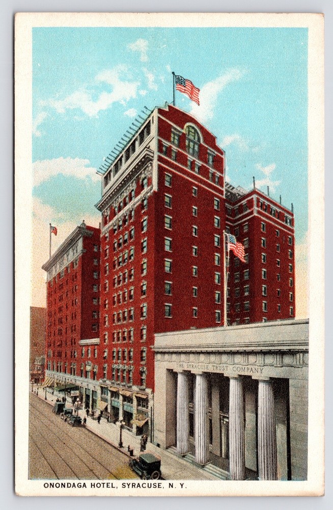 Hotel Onondaga Trust Company Downtown Street Syracuse New York NY 1920s Postcard