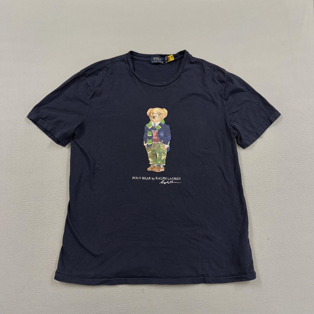 Polo Ralph Lauren Shirt Mens Large Blue Polo Bear Graphic Tee Preppy Classic