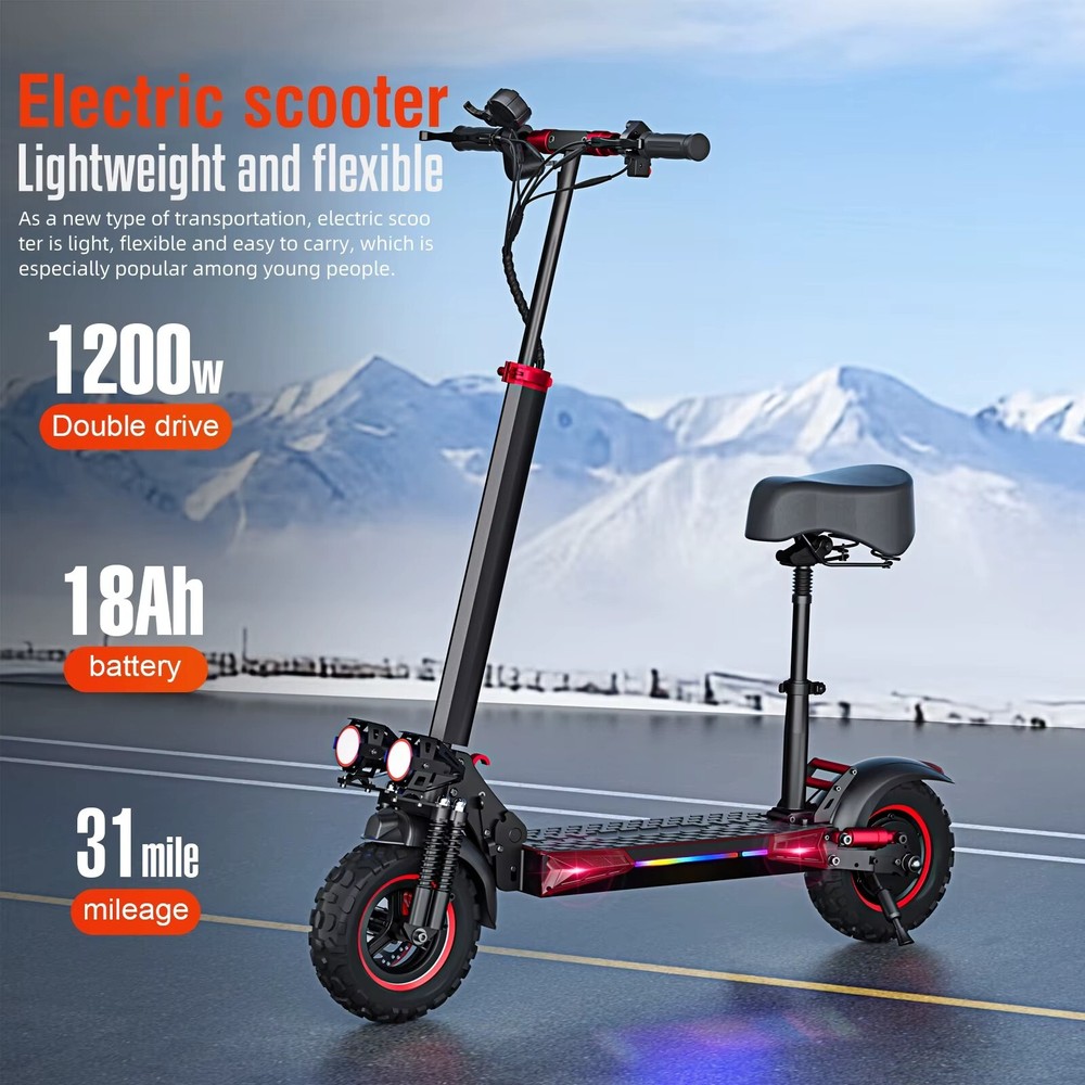 Foldable Electric Scooter - 1200W Motor, 18Ah Battery, Off-Road 11
