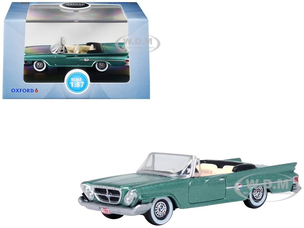 1961 CHRYSLER 300 CONVERTIBLE PINEWOOD GREEN 1/87 (HO) MODEL BY OXFORD 87CC61005