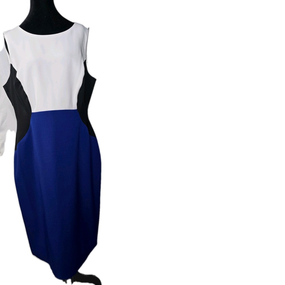 Black Label by Evan Picone Sheath Dress Women's Size 14 Sleeveless Color Block