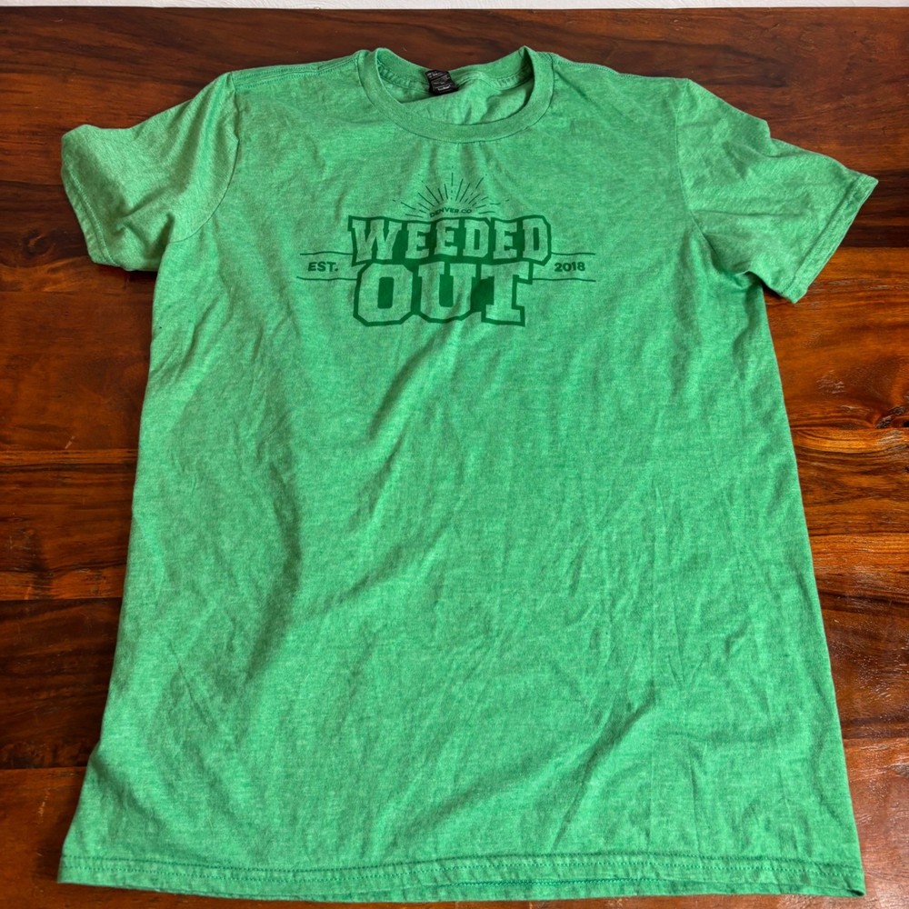 Weeded Out Denver CO Graphic T-Shirt Mens Medium Green Heathered Tee