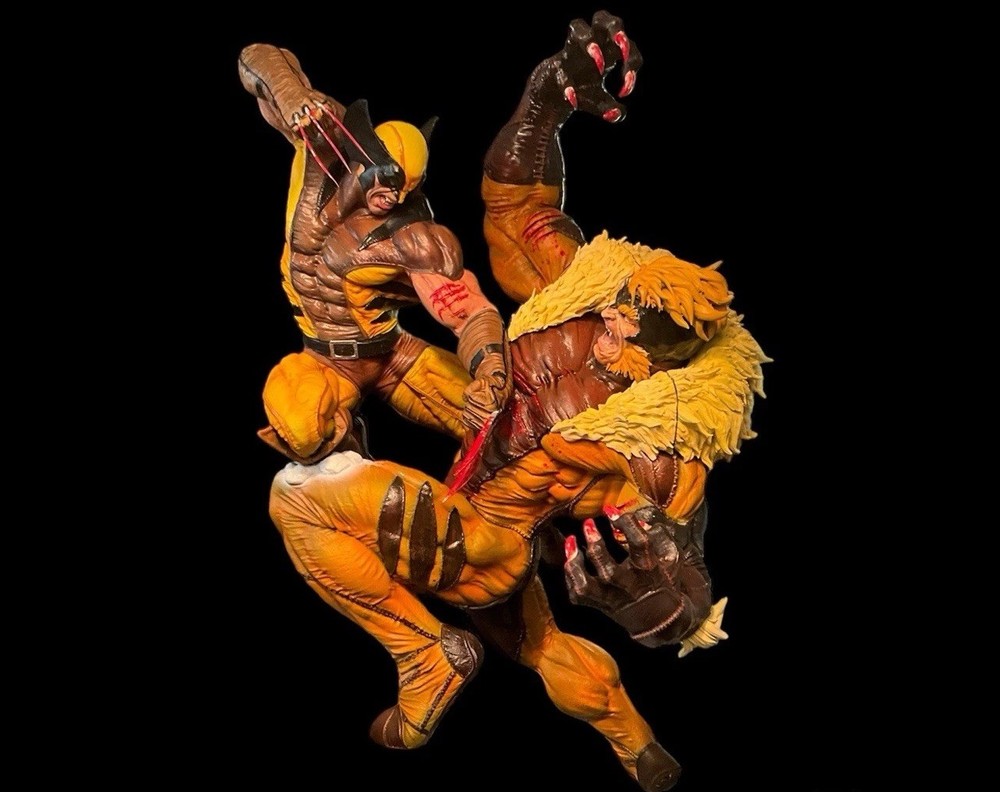 Marvel X-Men Wolverine Sabretooth Resin Statue Animation Fighting Scene