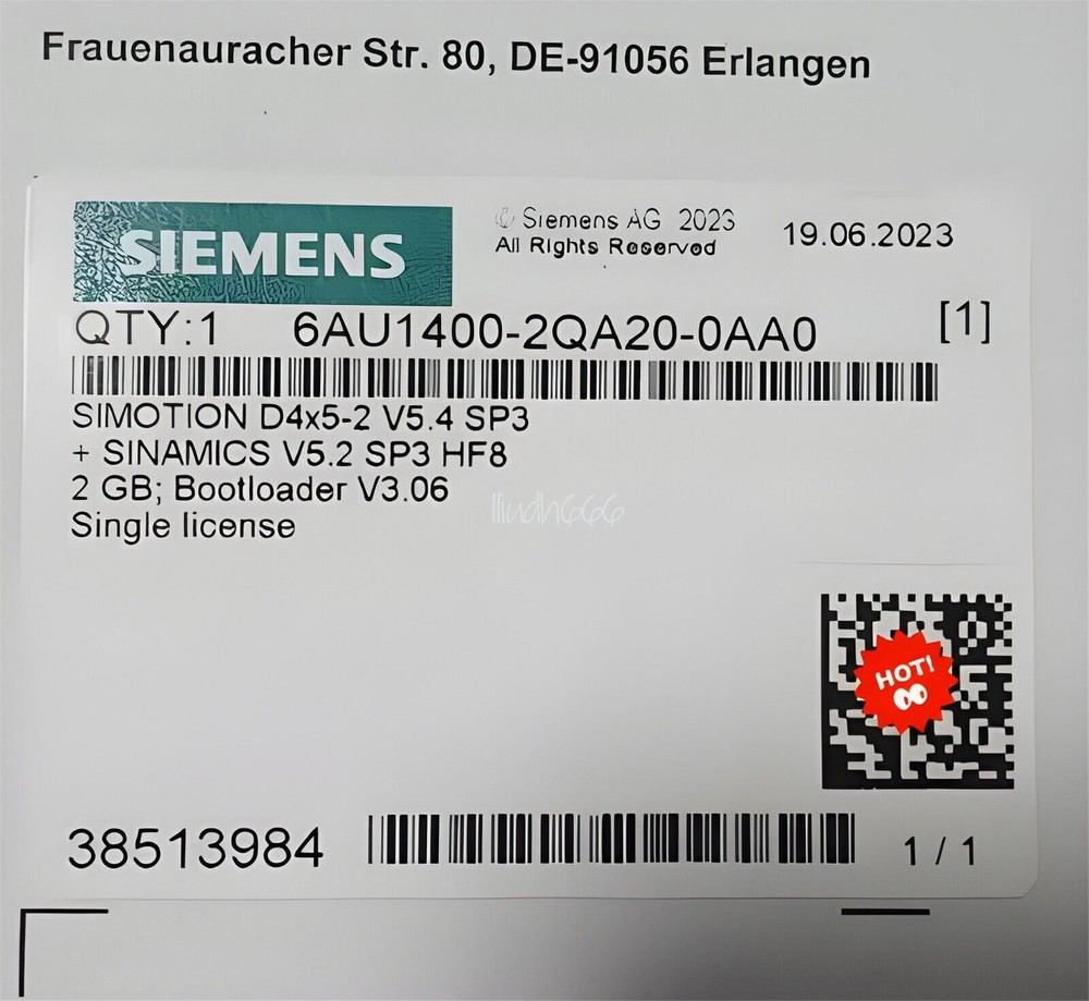 One Siemens 6Au1400-2Qa20-0Aa0