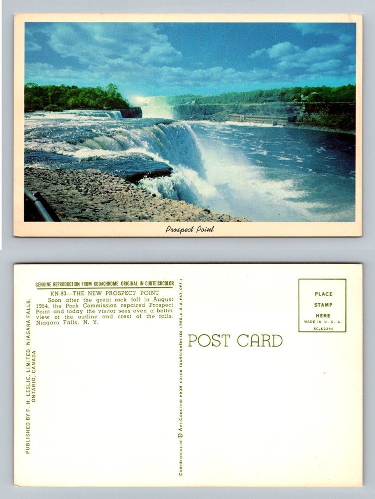 Niagara Falls, NY-New York, Prospect Point American Falls View Vintage Postcard