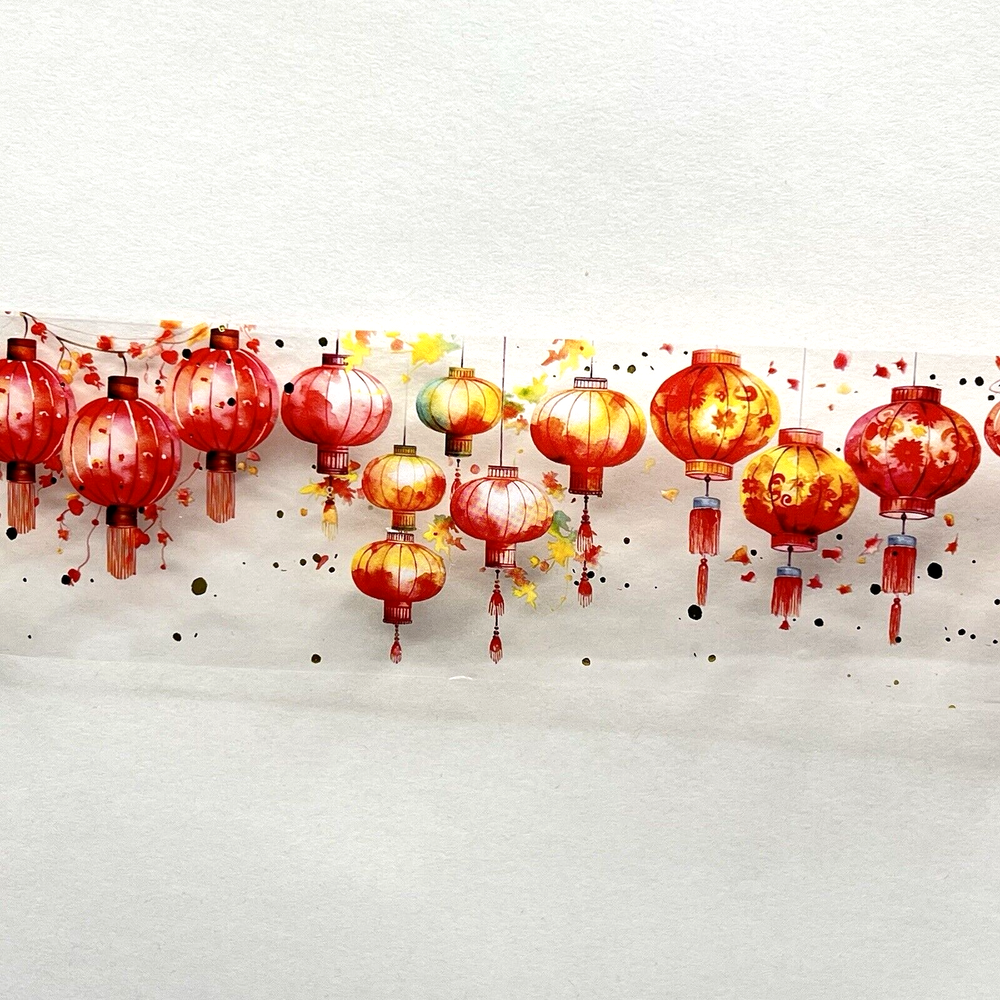 Red Chinese Paper Lanterns Adhesive Tape Junk Journals Collage Scrapbook