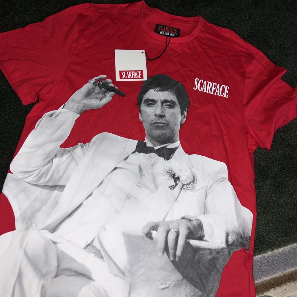 NWT Reason x Scarface Movie Al Pacino Men's Graphic T-Shirt Sz L  Red
