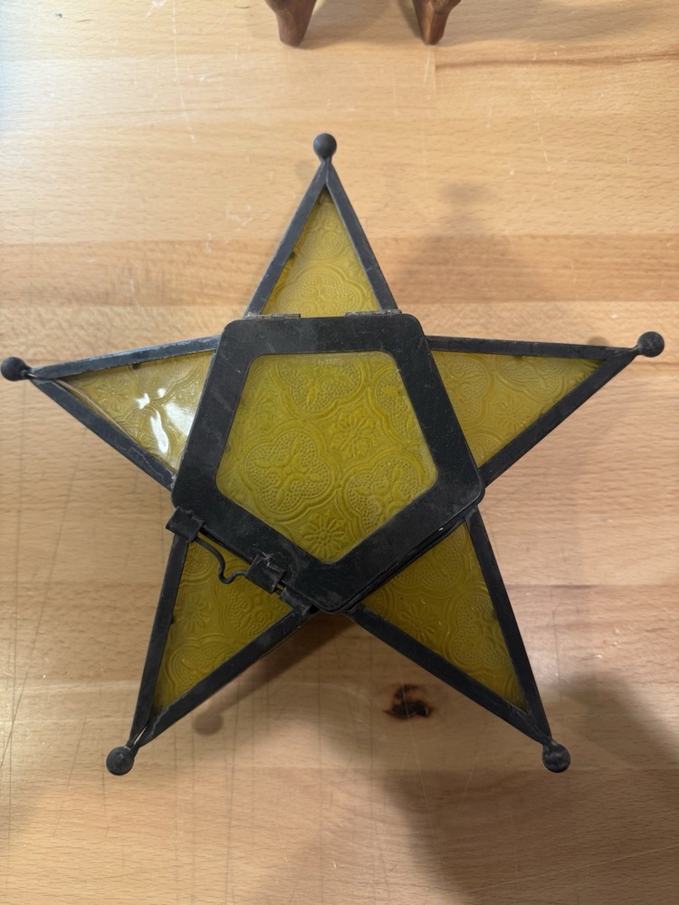 Vintage Star  HANGING Glass Votive Tea Light Candle Holder 11”