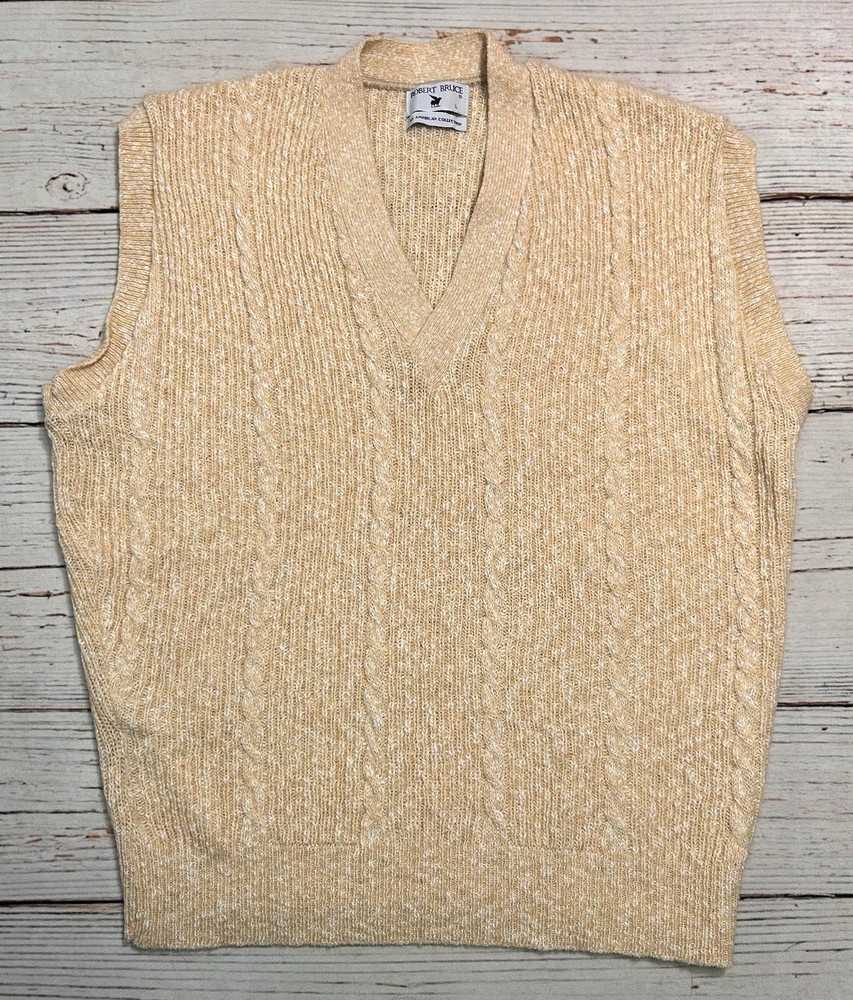 Vtg Robert Bruce Union Made USA Sweater Vest Wool Blend Men’s Sz L