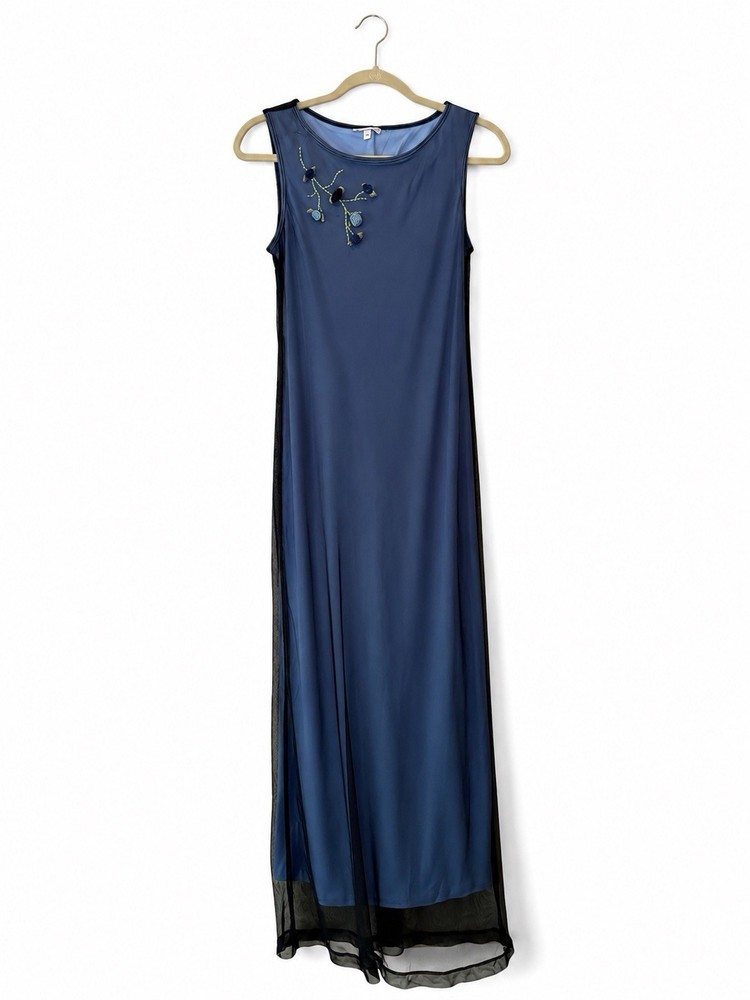 Vintage Y2K Rampage Fairycore Whimsigoth Blue Mesh Maxi Dress Size 5 NWT