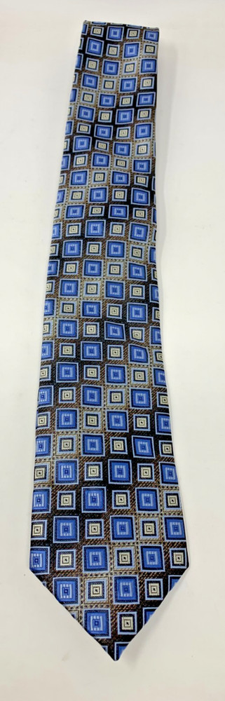 Alexander Julian Colours Blue/Beige Geometric Woven 100% Polyester Tie