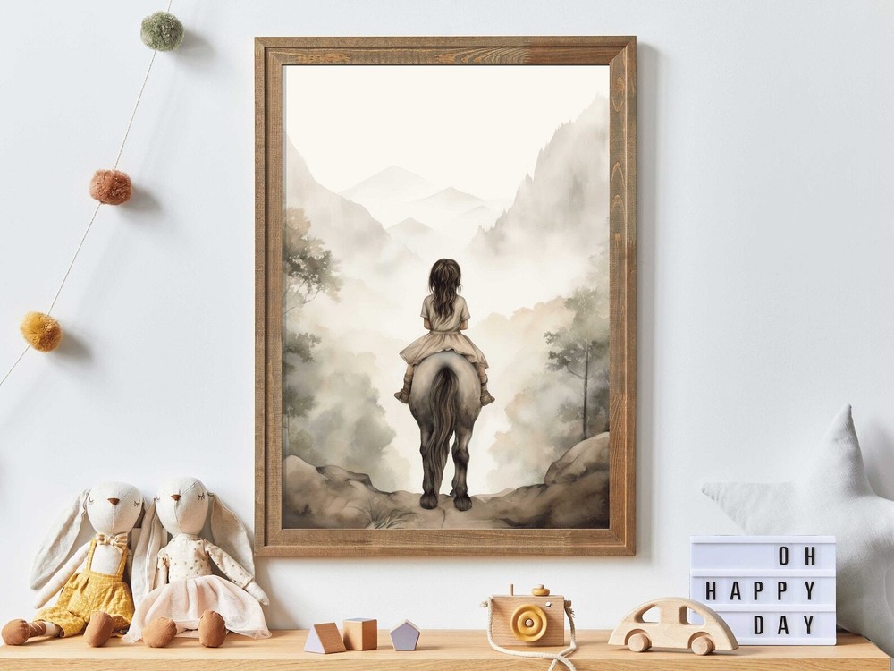 Vintage Watercolor For Horseloving Girls Horse Nursery Room Decor Girly Wall