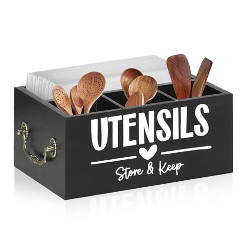 Utensil Holder for Kitchen Counter, Utensil Organizer with 4 Compartments for