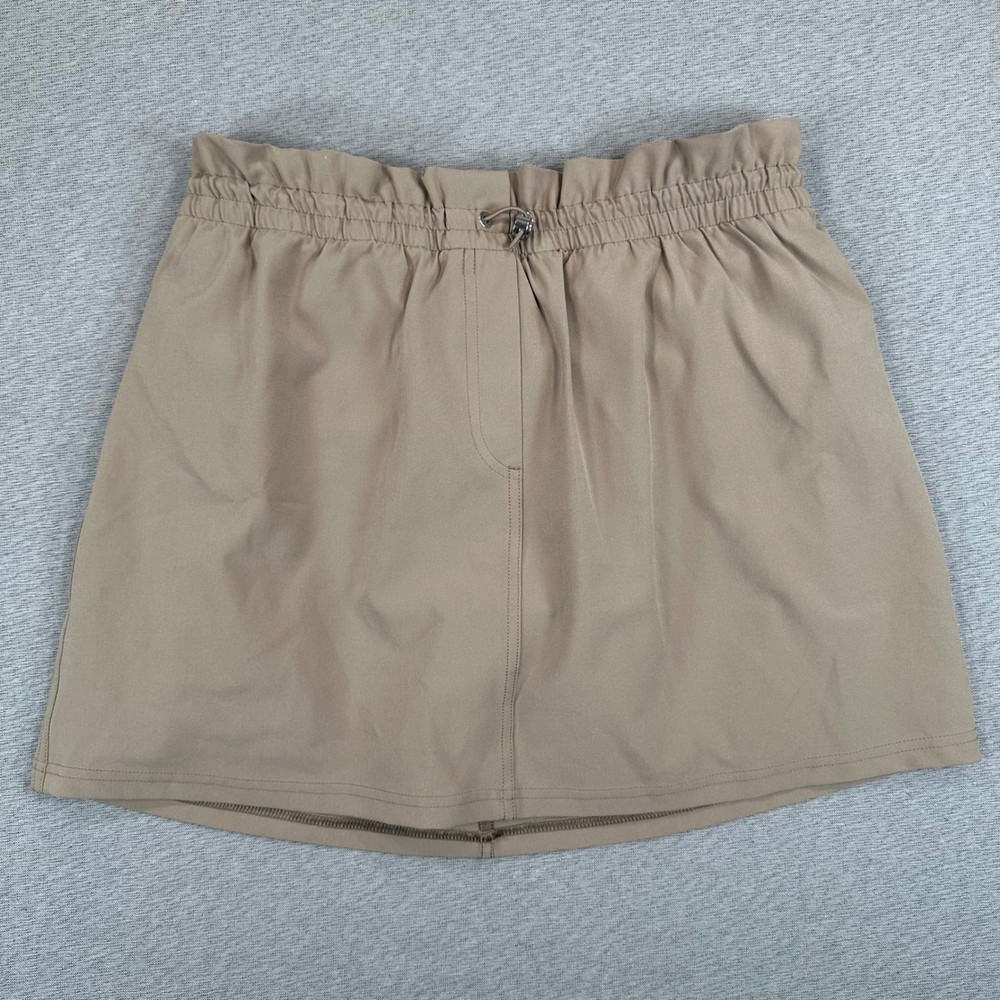 Spanx Get Moving Skort Womens Medium Tan Khaki Paperbag Waist Athletic Skirt