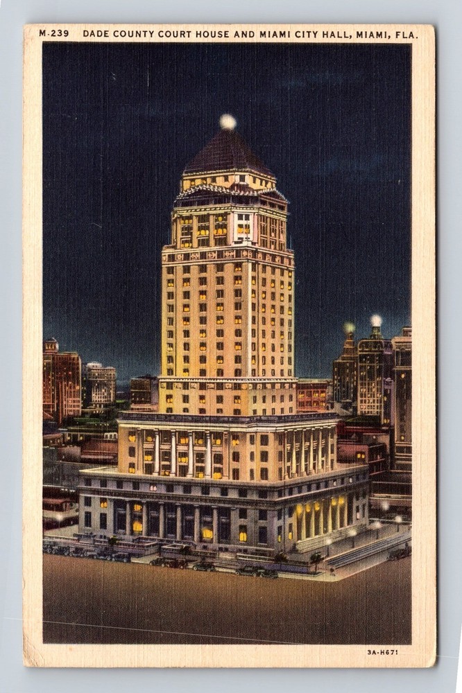 Miami FL-Florida Dade County Court House And City Hall Vintage Postcard