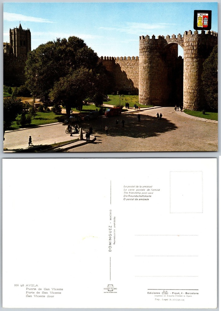 Continental Puerta De San Vicente Avila Spain Postcard
