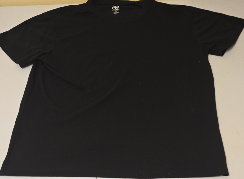 Athletic Works Men's Black Crew Neck Short Sleeve Cotton T-Shirt Size M