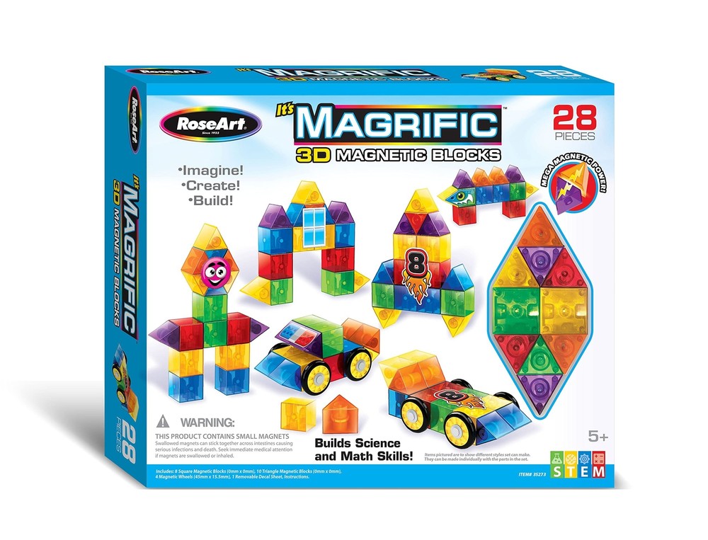Cra-Z-Art Magrific 3D Magnetic Blocks 28 Piece Set - Colorful Magnet Building...