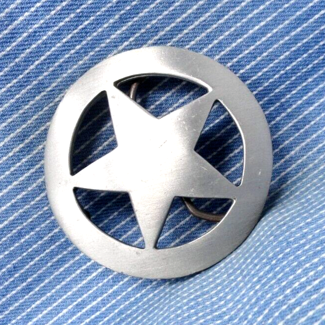 Sheriff Badge Dress Belt Buckle Marshall Star Deputy Novelty Vtg 80s     .TYC266