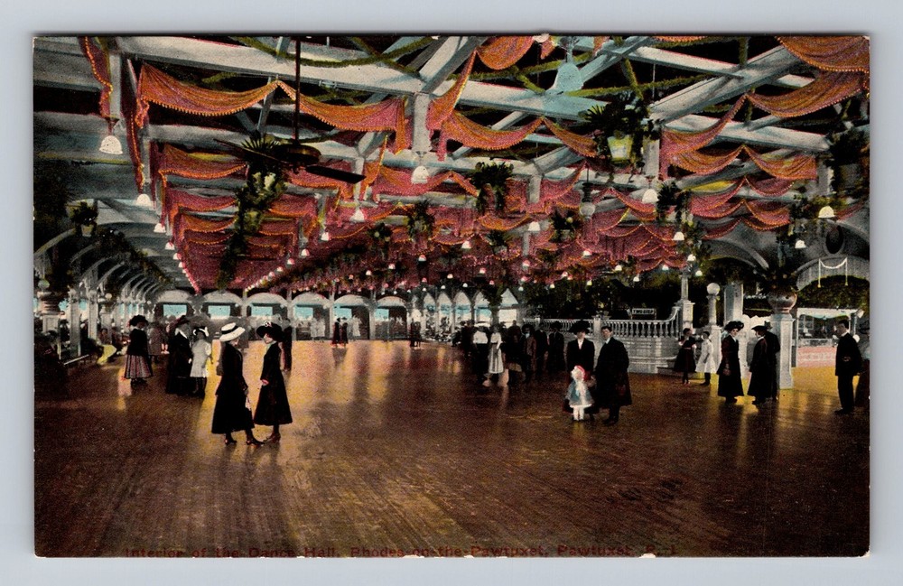 Pawtuxet RI-Rhode Island Interior Dance Hall Rhodes On Pawtuxet Vintage Postcard