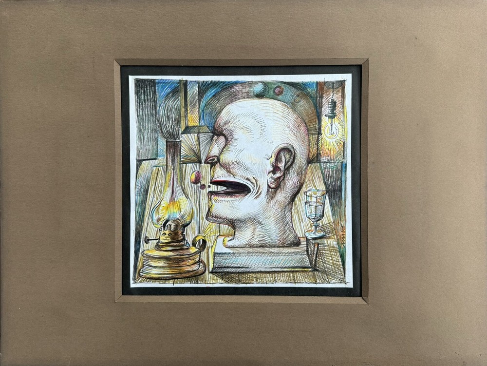 Original Russian Abstract Composition, Graphics, Postmodernism, Signed.-image