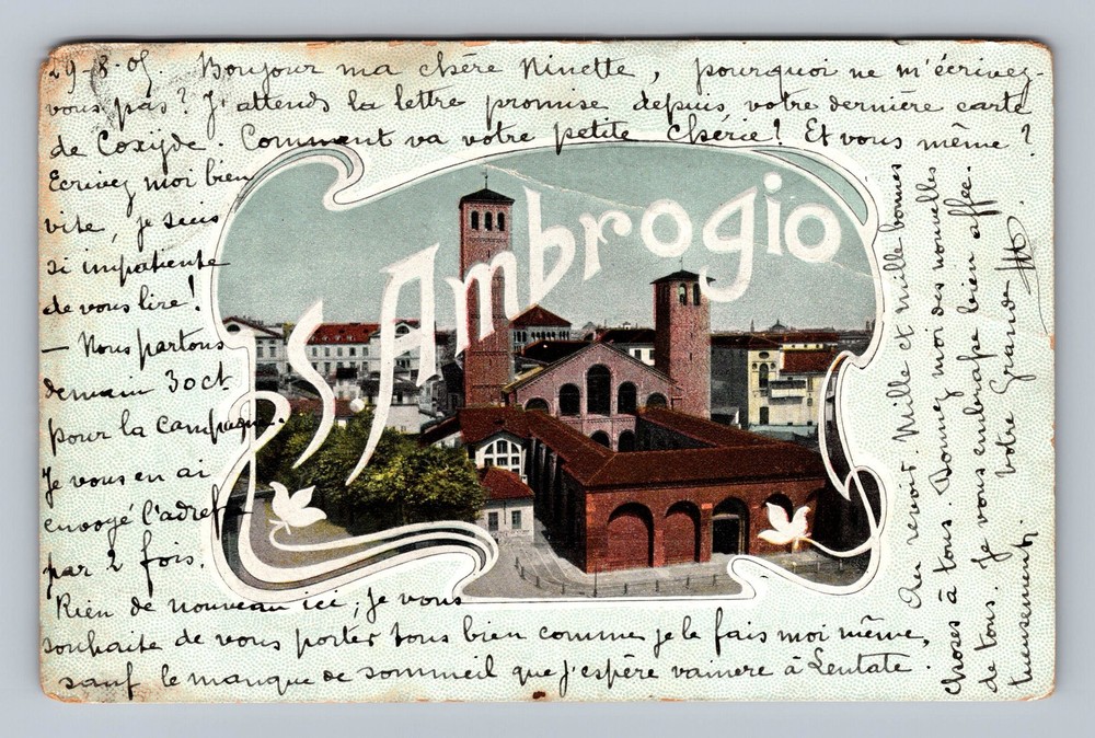 Italy- St. Ambrose Town View Standard Postal Old Card View PC Vintage Postcard