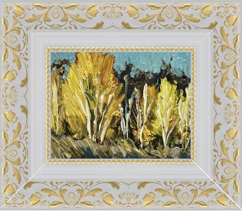 Original Framed Signed Autumn Trees Landscape Oil Painting Abstract Artwork