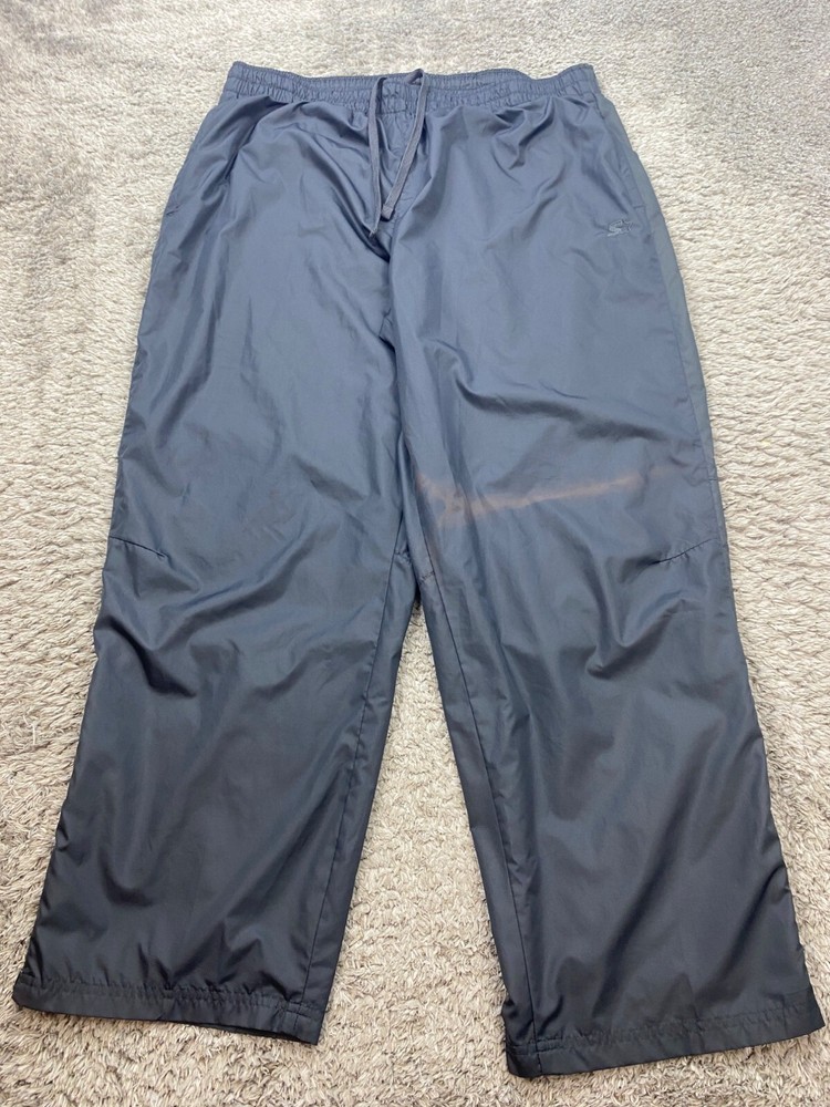 Vtg Starter Track Pants Men XL Black Baggy Loose Relaxed Fit 90s Windbreaker Y2K