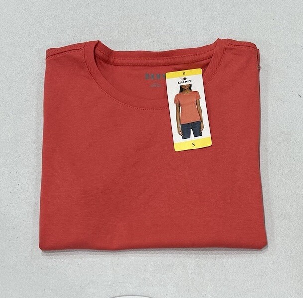 DKNY Women's Cotton Crew Neck Short Sleeve T-Shirt, Coral, Size S