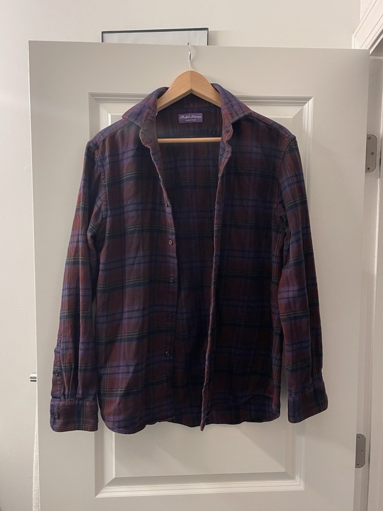 Ralph Lauren Purple Label  Women's Multicolor Flannel Button Down Top Size M
