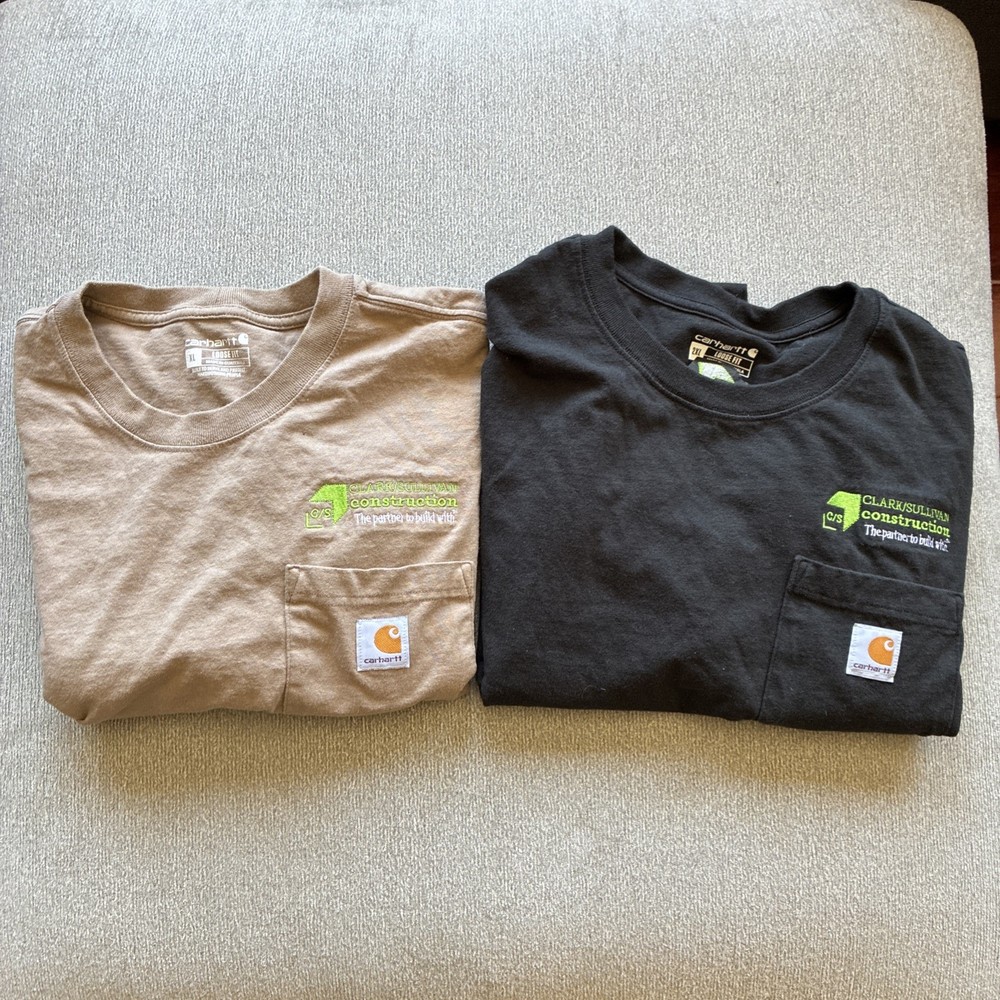 2 Carhartt Loose Fit T-shirt Tan Size XL & Black Size 2XL Construction Branded