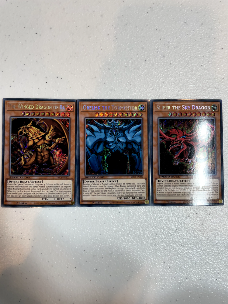 yugioh egyptian god card obelisk slifer ra sbcb secret rare 3 card set S071