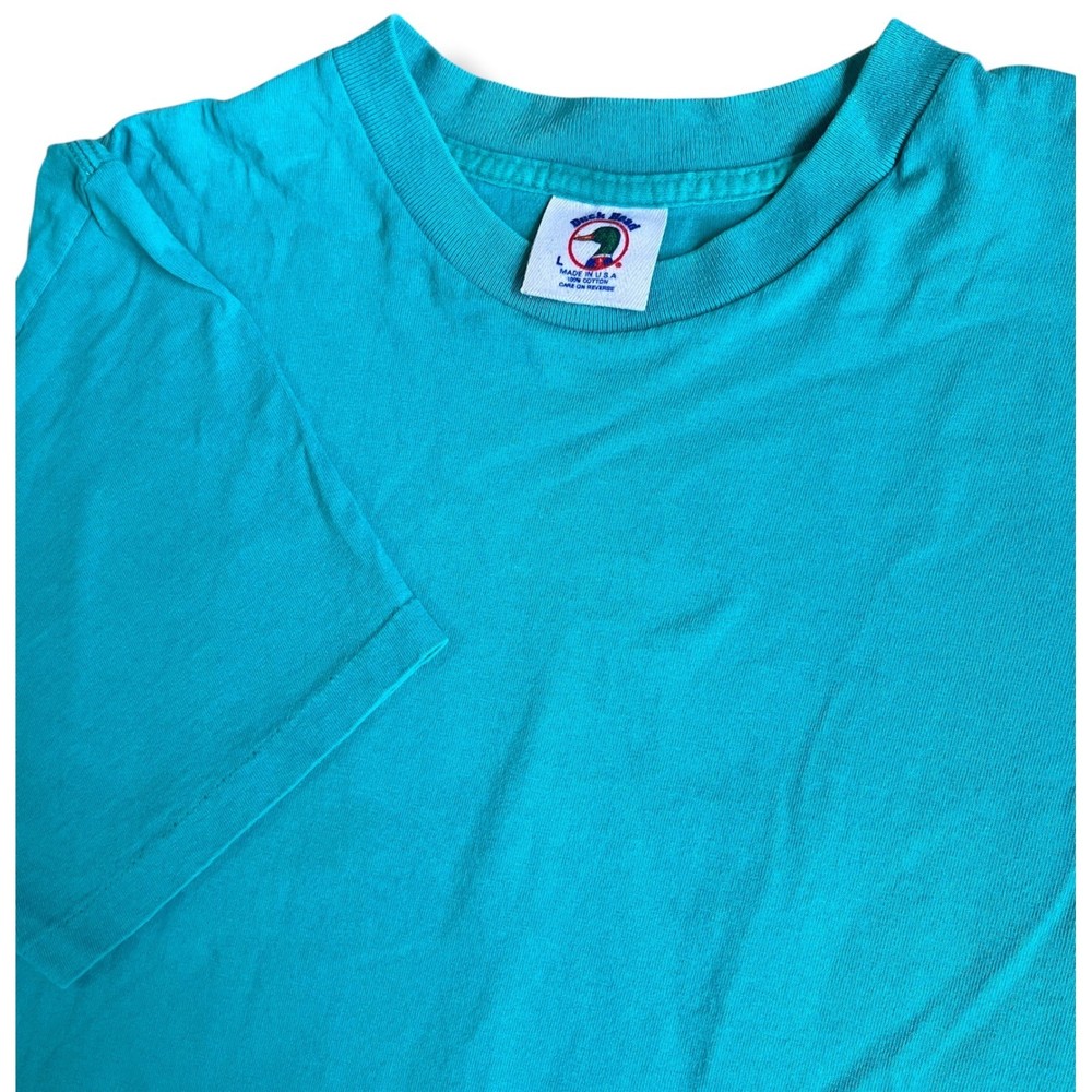 Vintage Duck Head T Shirt Mens Large Teal Blue Single Stitch Made in USA 90s Tee