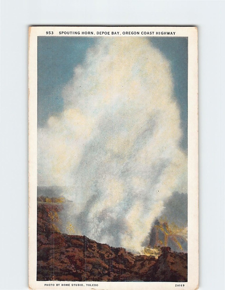 Postcard Spouting Horn Depoe Bay Oregon Coast Highway USA North America