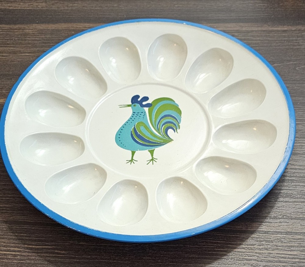 Vtg/MCM Devil Egg Peacock Tin Tray