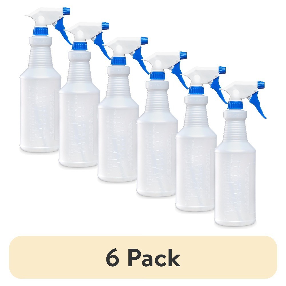 32 oz All Purpose Plastic Spray Bottle 6 Pack Single Count Empty Refillable