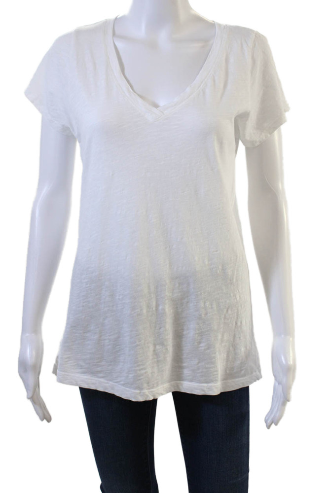 Velvet Women White Basic V-Neck Short Sleeve T-Shirt 100% Cotton Size SFree Shipping in US $100+ Orders | $6.95 Orders Below