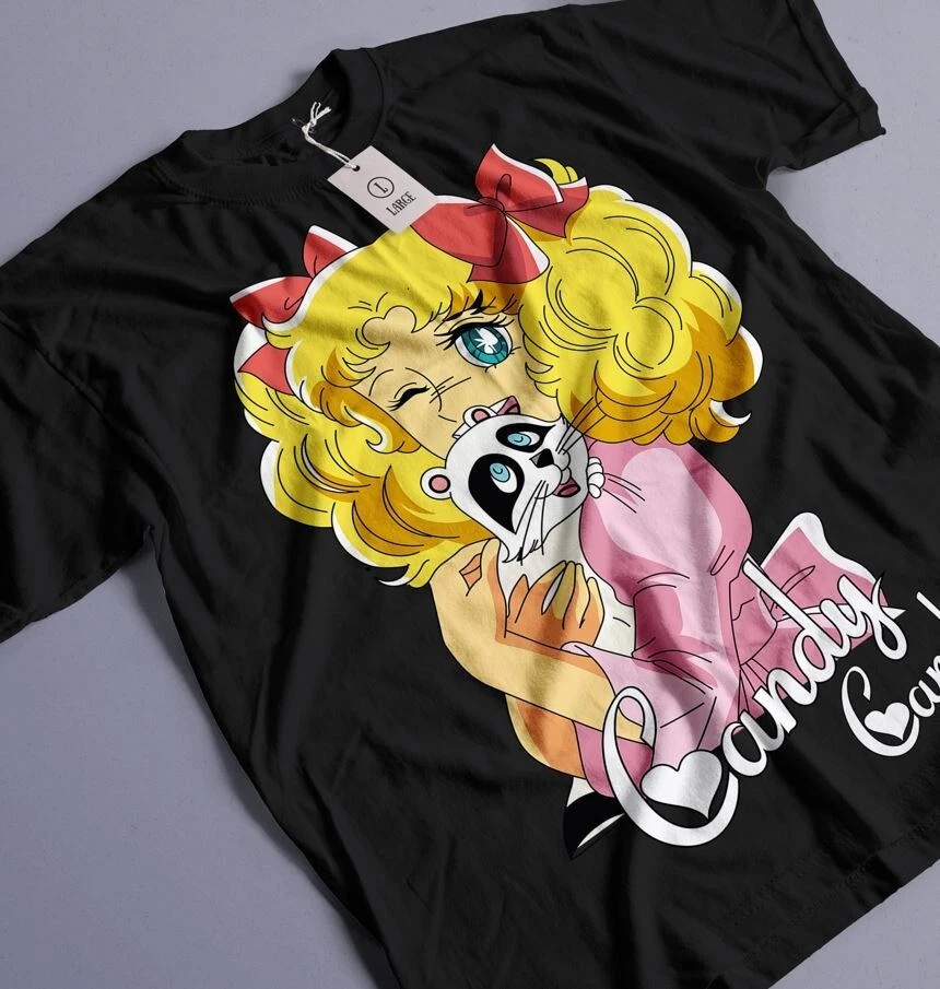 Anime Candy Candy Black T Shirt Size S - 5XL