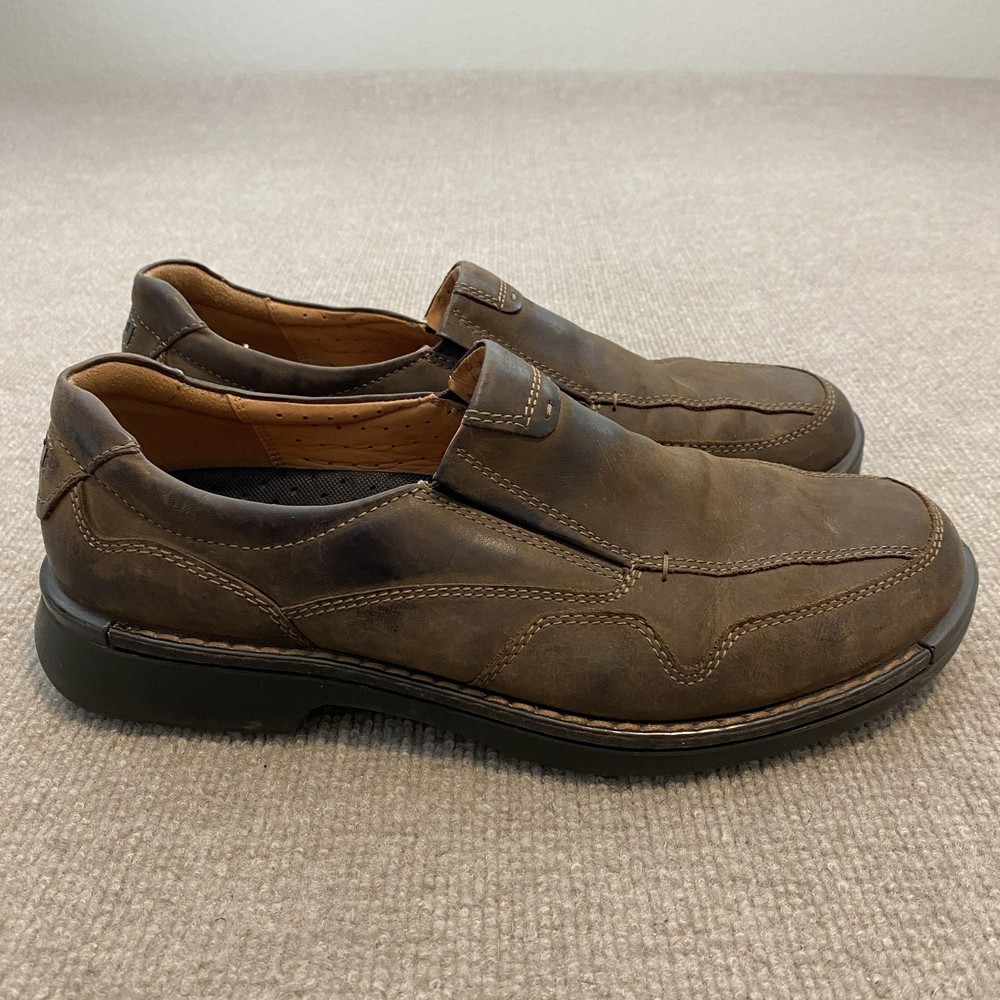 ECCO Shoes Mens Size 11.5 Brown Leather Slip On Casual Comfort Walking Loafers