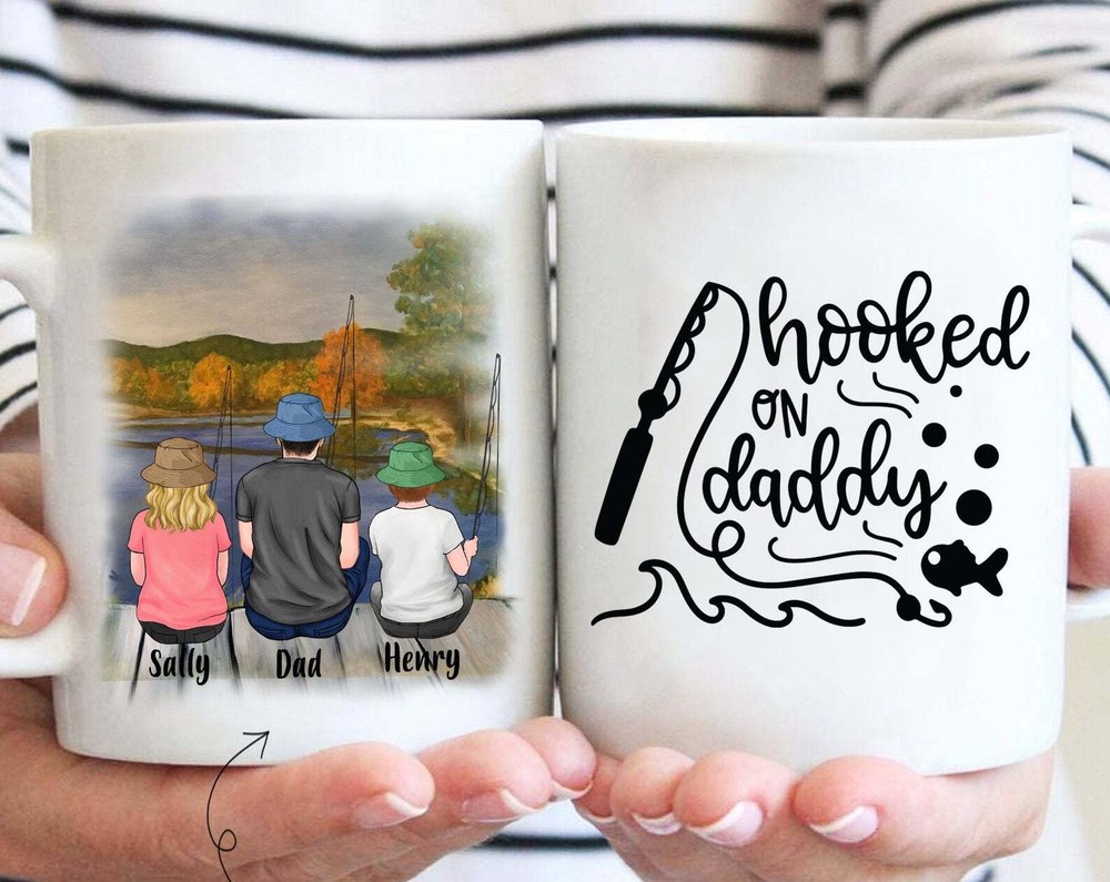 Hooked On Daddy Mug Fishing Dad Mug Fishing Mug Fish Dad Mug Personalized Dad