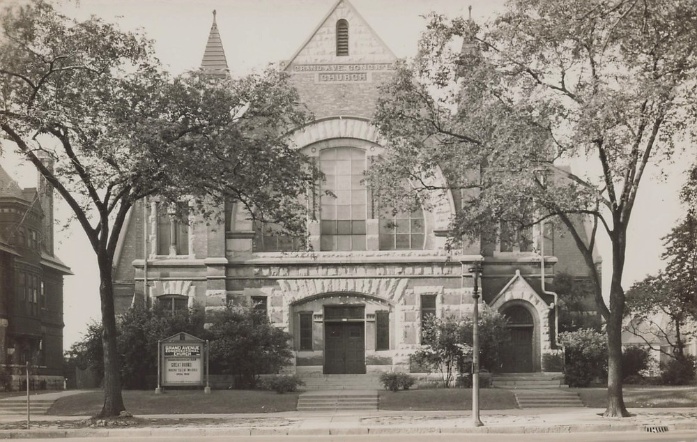 GRAND AVENUE CONGREGATIONAL CHURCH POSTCARD MILWAUKEE WI WISCONSIN 1940s RPPC