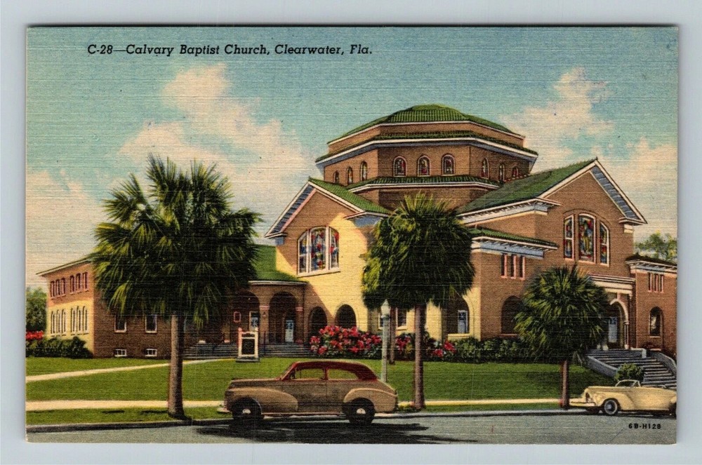 Clearwater FL-Florida, Calvary Baptist Church, Religion, Vintage Postcard
