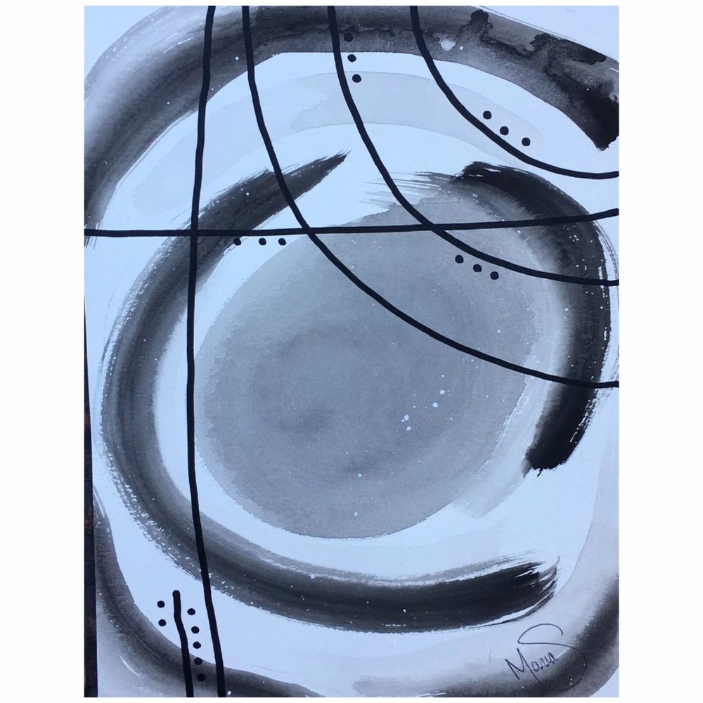 Maria Scalf Abstract Watercolor 9x12 ORIGINAL PAINTING Interior Design Decor
